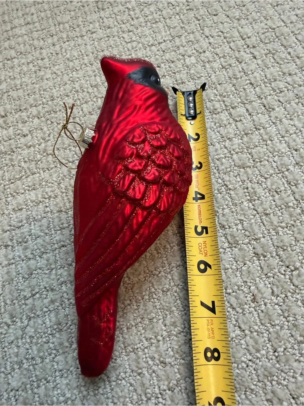 Northern Red Cardinal Bird Ornament Old World Christmas- glass